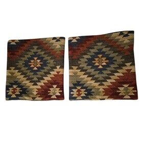 Pottery Barn Throw Pillow Cases 18X18 Aztec Western Flaws Stain One Zipper Broke